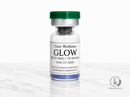 GLOW combo peptide blend vial - BPC-157, TB-500, GHK-Cu - Core Wellness